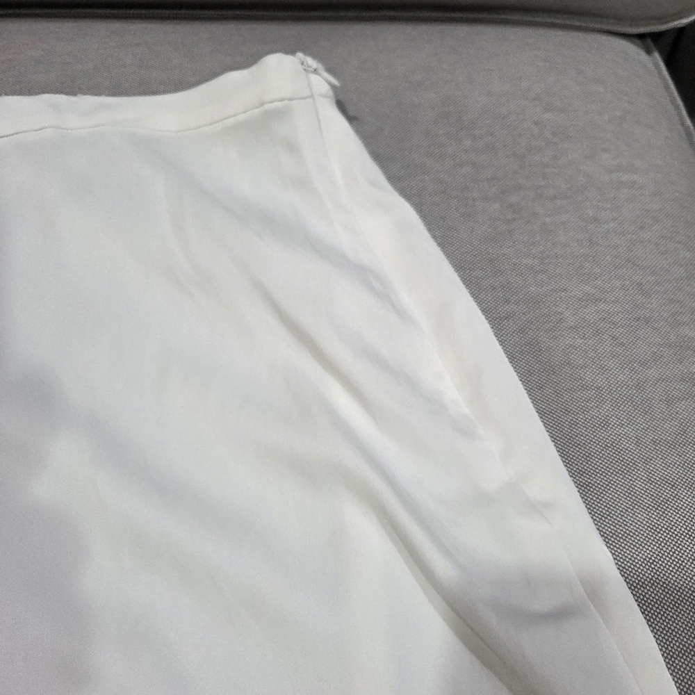 Zara NWT🏷️ Palazzo White Silky Flowy Wide Leg High Waist Pants Side Zip XL - Picture 6 of 13